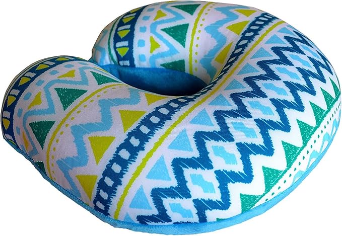Bookishbunny U Shaped Micro Beads Microbead Neck Head Support Travel Pillow, 12"x12"x4" (WaveBlue)