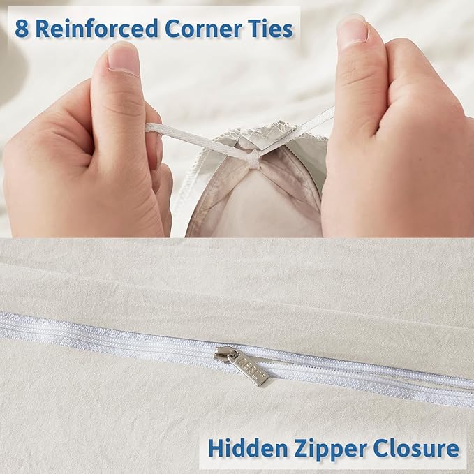Nestl Twin Duvet Cover Set - Soft Prewashed Off White Duvet Cover Twin/Twin XL, 2 Piece, with Zipper Closure, 1 Duvet Cover 68x90 inches and 1 Pillow Sham - No Comforter