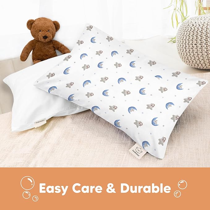 KeaBabies Toddler Pillowcase 13"x18" - Organic Cotton Toddler Pillowcase for Kids, Boys, Girls, Soft & Durable Cotton Cover for Miniature Sleepy Pillows, Cute Colors, Pillow Sold Separately (Cosmo)