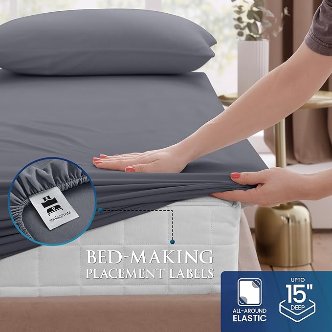 Utopia Bedding Twin Size 3 Piece Sheet Set - Brushed Microfiber - Soft Bed Sheets for Twin Size Bed Set - Includes 1 Fitted, 1 Flat, & 1 Pillow Case - Deep Pocket (Grey)