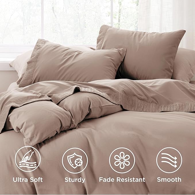 Bedsure King Size Sheets Set - 4 Pieces Soft King Sheets - Breathable & Cooling - Hotel Luxury - Easy Care Polyester Microfiber Bedding for Women, Men, Khaki