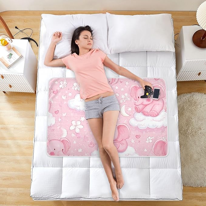 Waterproof Bed Pad Reusable Changing Pad Toddler Mattress Protector Large Pee Pad Baby Diaper Pad Soft Washable Liner Pink Elephants Clouds Flowers