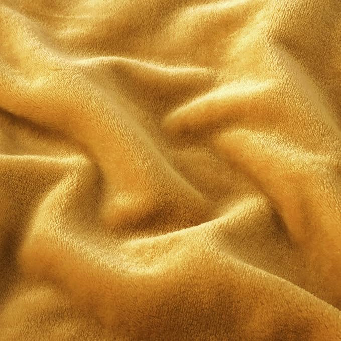 MOONLIGHT20015 Fleece Blanket - Super Soft Fuzzy Throw Blanket for Couch and Sofa - Lightweight Luxury 400 GSM Microfiber Fluffy Bed Blankets and Throws, 50 x 60 Inches (Throw/Travel, Mustard)