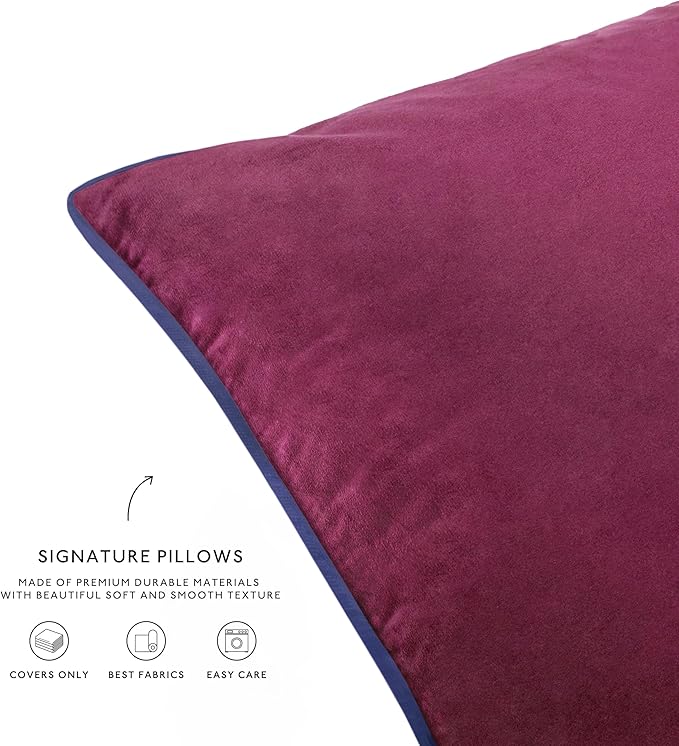 MONDAY MOOSE Decorative Throw Pillow Covers Cushion Cases, Set of 2 Soft Velvet Modern Double-Sided Designs, Mix and Match for Home Decor, Pillow Inserts Not Included (20x20 inch, Purple/Blue)