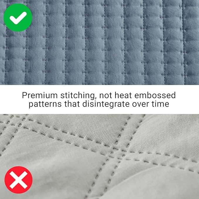 WRENSONGE Queen Quilt-3 Pieces Lightweight Bedspreads Oxford Blue Queen Size Quilt Bedding Set for All Seasons, Soft Summer Coverlet with 2 Pillow Shams Suitable for Bed & Couch