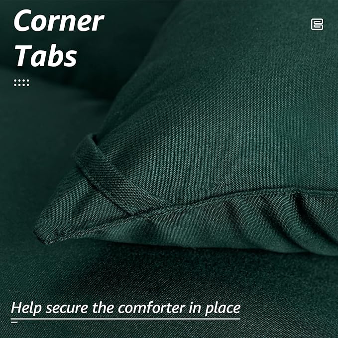 HYLEORY All Season Queen Size Bed Comforter - Cooling Goose Down Alternative Quilted Duvet Insert with Corner Tabs - Winter Warm - Machine Washable - Emerald Green