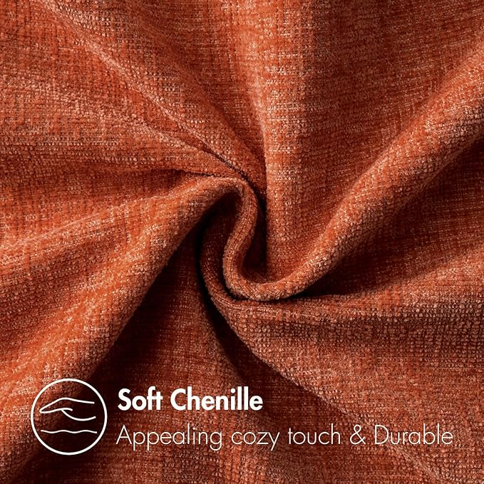 MIULEE Pack of 2 Rust Throw Pillow Covers 12x20 Inch Soft Chenille Lumbar Pillow Covers for Sofa Living Room Couch Solid Dyed Cases