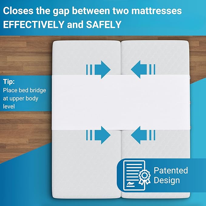 Twin to King Bed Converter | No Slipping | Innovative Solution as Bed Bridge for Couples & Families | Split King Gap Filler for Adjustable Bed, Installed in < 5 Min