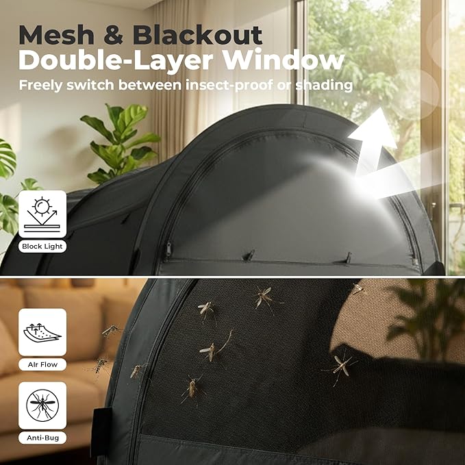 LEEDOR® Bed Tent Dream Tents Bed Canopy Shelter Cabin Indoor Privacy Warm Breathable Pop Up Twin/Full/Queen for Kids and Adult Patent Pending(Mattress Not Included)