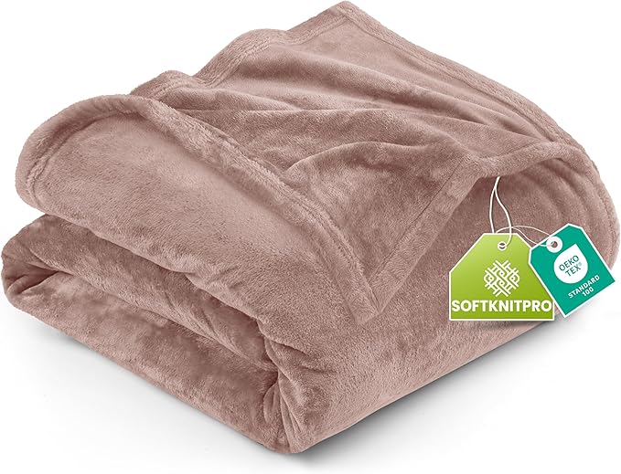 Utopia Bedding Fleece Blanket Queen Size Rose Pink 300GSM Luxury Anti-Static Fuzzy Soft Microfiber Bed Blanket (90x90 Inch)
