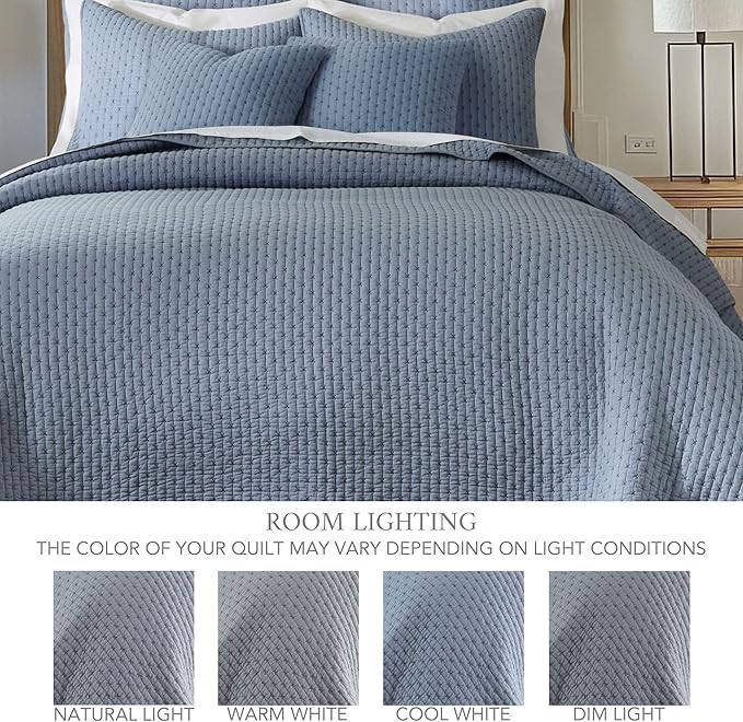 Levtex Home - Cross Stitch Bedspread Set - Queen Bedspread and Two Standard Shams - Cross Stitch Pattern - Bedspread (104X106in.) and Sham (20x26in.) - Cotton