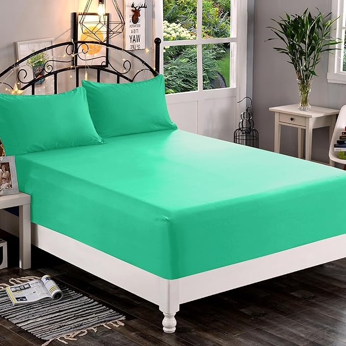 Elegant Comfort 1500 Premium Quality Fitted Sheet Ultra Soft 18-24 Inch Extra Deep Pocket - Single Fitted Sheet for High Mattress - Wrinkle Free with Smart Storage Pockets, Cal King, Paradise Teal