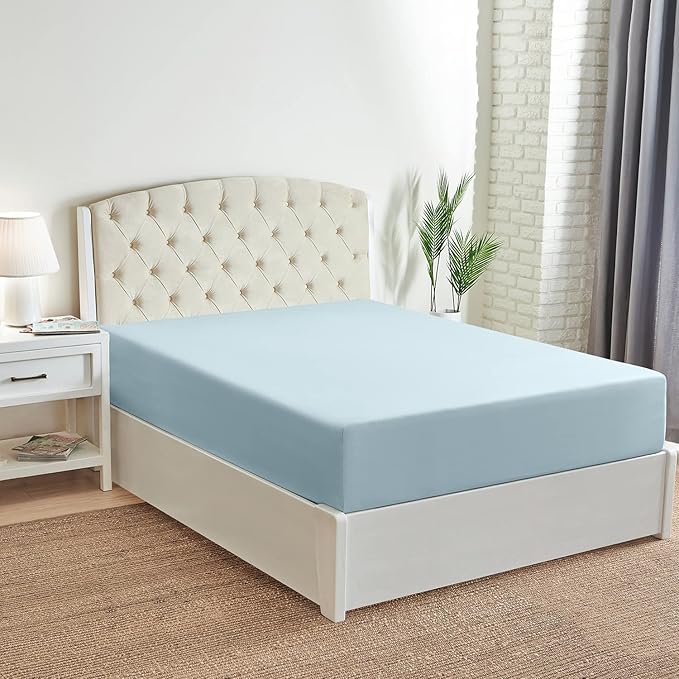 Mellanni Queen Fitted Sheet - Iconic Collection Bedding Sheets with up to 16 inch Deep Pocket - Soft & Cooling - Fade & Stain Resistant - 1 PC (Queen, Aqua)