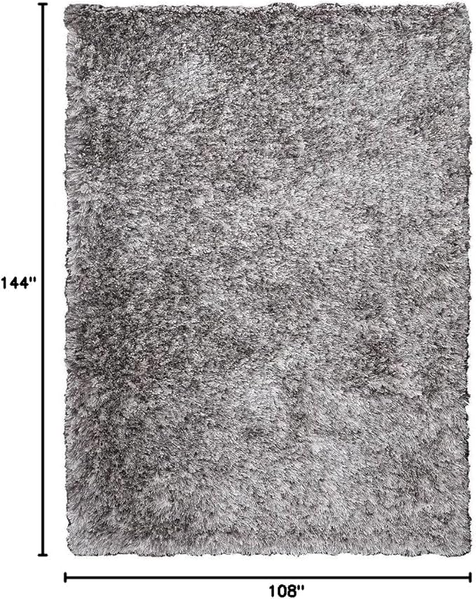 Hand Tufted SHAG Polyester ECO-Friendly Area Rugs - 9'x12', Rectangle, Gray White, Solid Plain Design, High Pile Thick Handmade Anti Skid Rugs for Living Room, Bed Room K00111