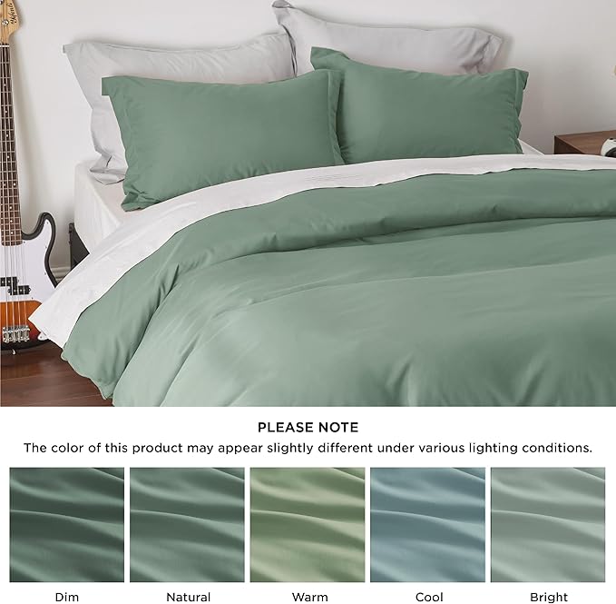 Bedsure Duvet Cover Queen Size - Only Includes 1 Duvet Cover (90"x90"), Hotel Luxury Soft Double Brushed All Season Bedding for Kids & Adults, Zipper Closure, NO Comforter, Sage Green