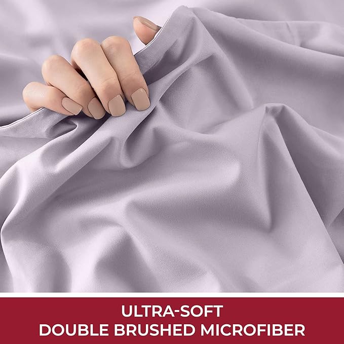 Mellanni Queen Fitted Sheet - Iconic Collection Bedding Sheets with up to 16 inch Deep Pocket - Soft & Cooling - Fade & Stain Resistant - 1 PC (Queen, Lavender)