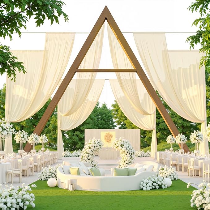 40ft×10ft Champagne Ceiling Drapes for Weddings Events Wrinkle-Free Polyester Ceiling Backdrop for Ten Canopy Church Stage Bedroom Decor 8 Panels 5×10ft