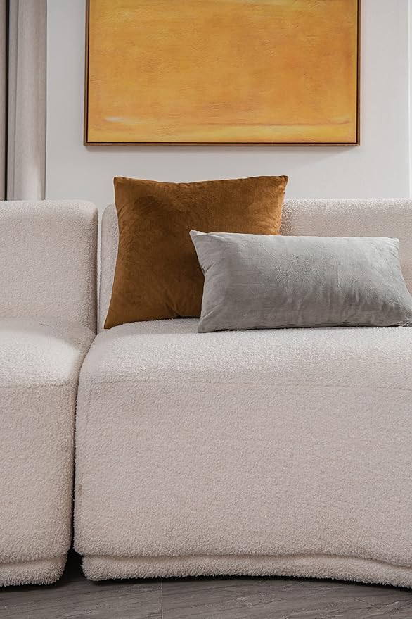 Throw Pillow Covers 16x16 Golden Brown: Pack of 2 Cozy Soft Velvet Square Modern Luxury Decorative Throw Pillow Cases for Sofa Couch Living Room Bed Home Decor