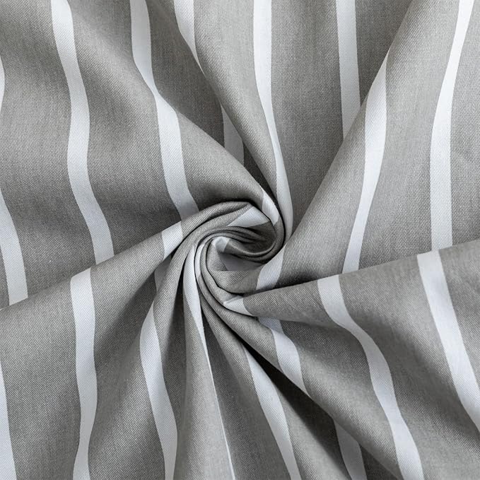 JELLYMONI Twin Duvet Cover Set, Cotton Duvet Cover 2 Pieces with Zipper Closure, 1 Duvet Cover and 1 Pillowcase(Gray with White Striped)