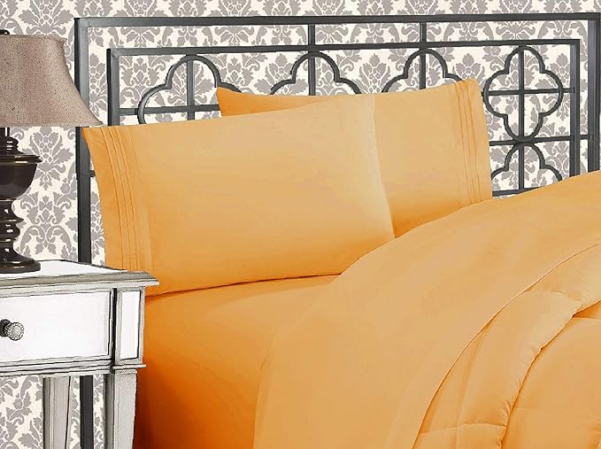 Elegant Comfort 1500 Premier Hotel Quality 4-Piece Bed Sheet Sets, Deep Pockets - Luxurious Wrinkle Free & Fade Resistant, King, Gold