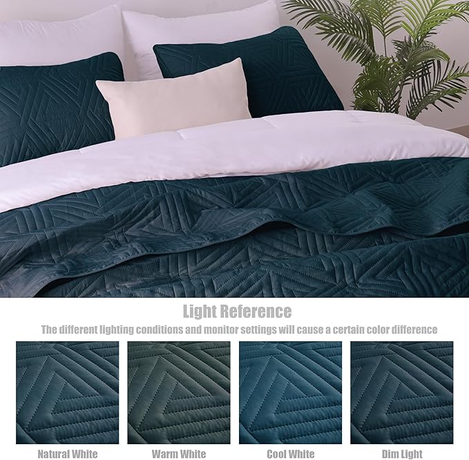 Whale Flotilla Soft Twin Size Quilt Set for All Seasons, 2-Piece Ultrasonic Geometric Quilts Bedding Set, Lightweight Reversible Bedspread, Coverlet, Bed Cover with Pillow Sham, Navy