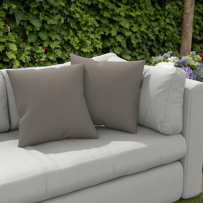 Covers & All Sunbrella Outdoor Throw Pillows, Pack of 2 Water Resistant & UV Fade Resistant Premium Square Throw Pillows (Inserts with Covers) for Indoor & Outdoor Use,20" x 20" Spectrum Graphite