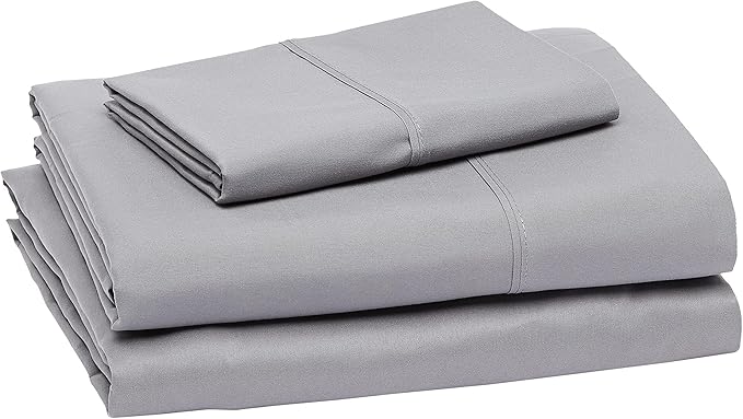 Amazon Basics Lightweight Breathable Brushed Microfiber 3-Piece Bed Sheet Set with 14-Inch Deep Pockets,Wrinkle Resistant,Twin XL,Dark Gray,Solid,(Pack of 4)
