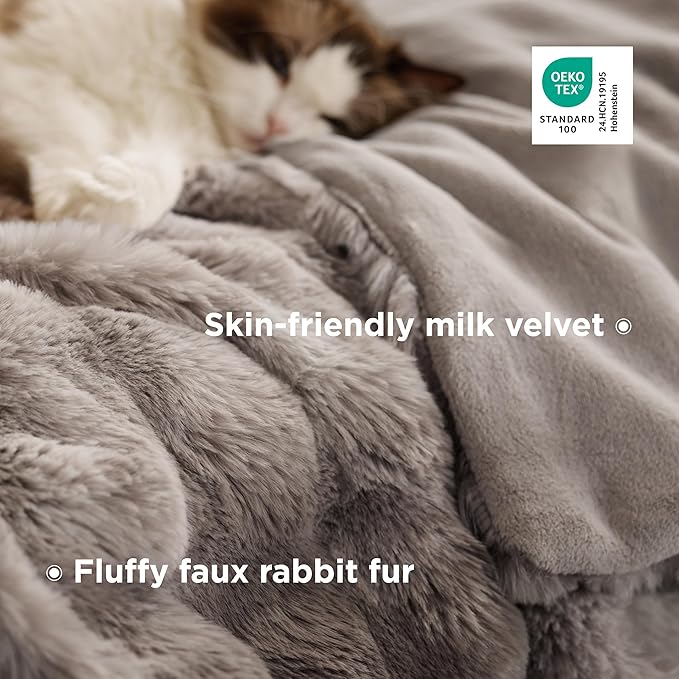 Bedsure GentleSoft Fluffy Fuzzy Twin Blanket, Soft Cozy Fleece Faux Fur Blanket, Pink Decorations Minky Velvet Couch Cover, Thick Warm Plush Women Men Birthday Gifts, 870GSM, Tie-dye Brown