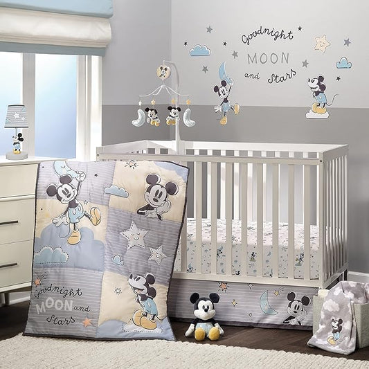 Lambs & Ivy Disney Baby Moonlight Mickey Mouse 3-Piece Nursery Crib Bedding Set