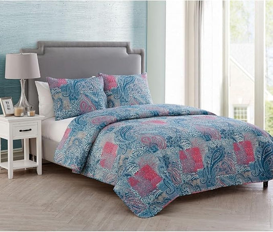 VCNY Home Quilt for King Size Bed - 3-Piece Bed Set, Lightweight Comforter Set Alternative, Bedspread Coverlet and Shams (Caroline, Taupe Bedding)