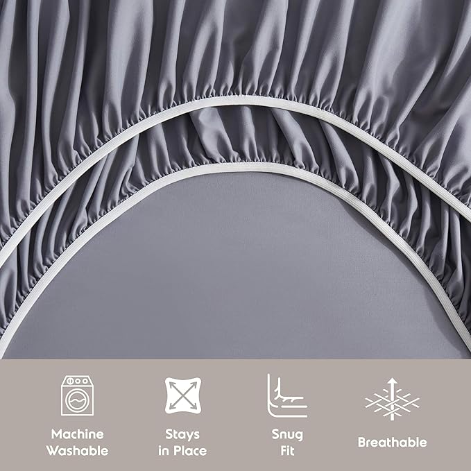 Nestl King Sheet Set - Luxury 1800 Ultra-Soft Microfiber King Bed Sheets - Double Brushed - Deep Pockets - Easy Fit - 4 Piece Set - Bedding Sheets & Pillowcases (King, Dark Grey)