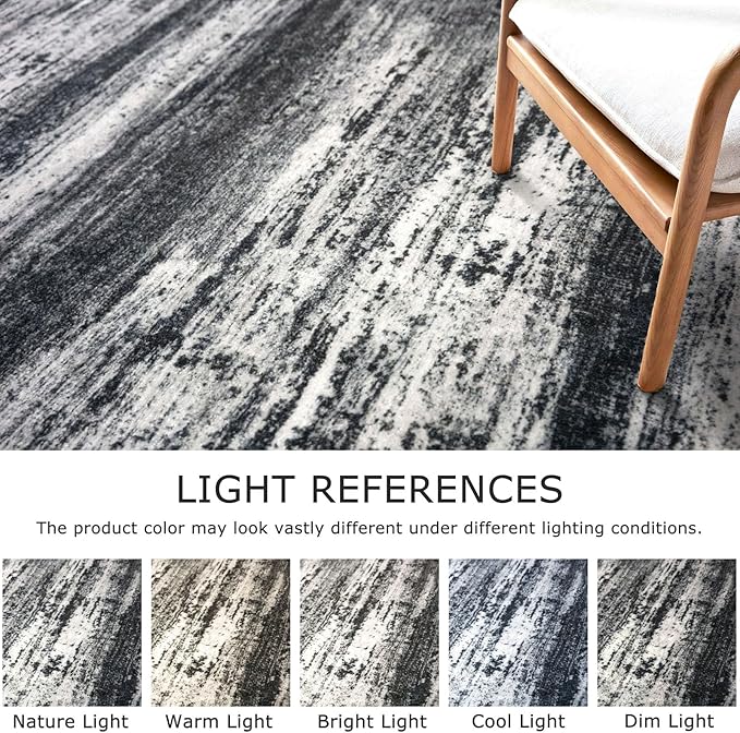 KOZYFLY Modern Abstract Washable Rug Runner 2.6x14 Hallway Rug Runner Non-Slip Soft Kitchen Runner Rugs, Black Navy Blue Grey Striped Carpet for Entryway Bathroom Laundry Room Foyer