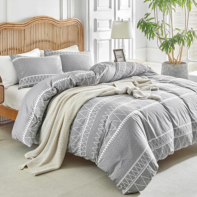 Lekesky Duvet Cover King Size, Grey Breathable Comforter Cover King Size 3pc Ultra Soft Brushed Bedding Duvet Cover Set with Zipper Ties (1 Duvet Cover 104x90 inches with 2 Pillow Cases)