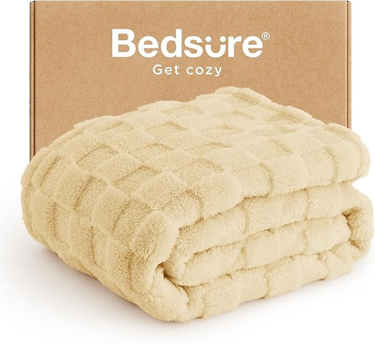Bedsure GentleSoft Yellow Throw Blanket for Couch - Checkered Fleece Blankets Gifts for Women Men Girls, Cute Soft Cozy Throw for Bedroom Home Decor Gifts, 50x60 Inches