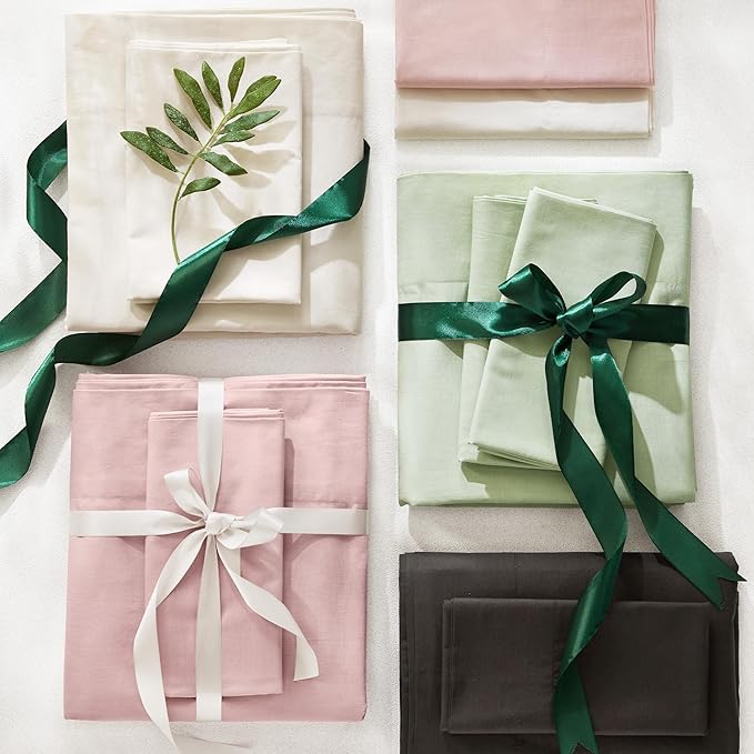Comfort Spaces 100% Cotton Sheets Full, Breathable & Soft Cotton Sheets, Naturally Cool Cotton Bed Sheets with 14" Elastic Pocket Fits up to 16" Mattress, All Seasons Sheet Set, Sage Green 4 Piece