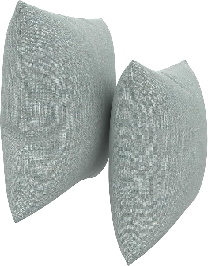 Covers & All Sunbrella Outdoor Throw Pillows, Pack of 2 Water Resistant & UV Fade Resistant Premium Square Throw Pillows (Inserts with Covers) for Indoor & Outdoor Use,16" x 16" Cast Mist