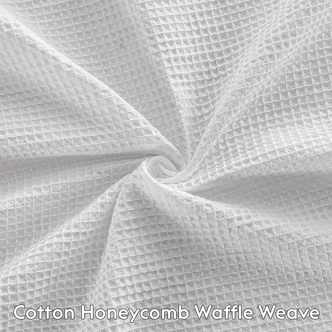 MIYE Premium Cotton Waffle Weave Bed Skirt, 14 Inch Drop Tailored Dust Ruffle with Split Corners, Easy Fit，Machine Washable (White, King - 14" Drop)