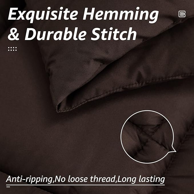HYLEORY All Season California King Size Bed Comforter - Cooling Down Alternative Quilted Duvet Insert with Corner Tabs - Winter Warm - Machine Washable - Brown