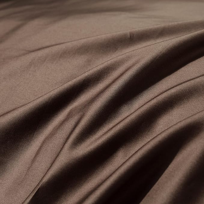 MooMee Duvet Cover Set 100% Extra Long Staple Cotton 600 Thread Count Silky Sateen Smooth Luxury Soft Breathable Durable Hotel Quality Bedding, 3 Pieces (Chocolate Brown,California King 104"x98")
