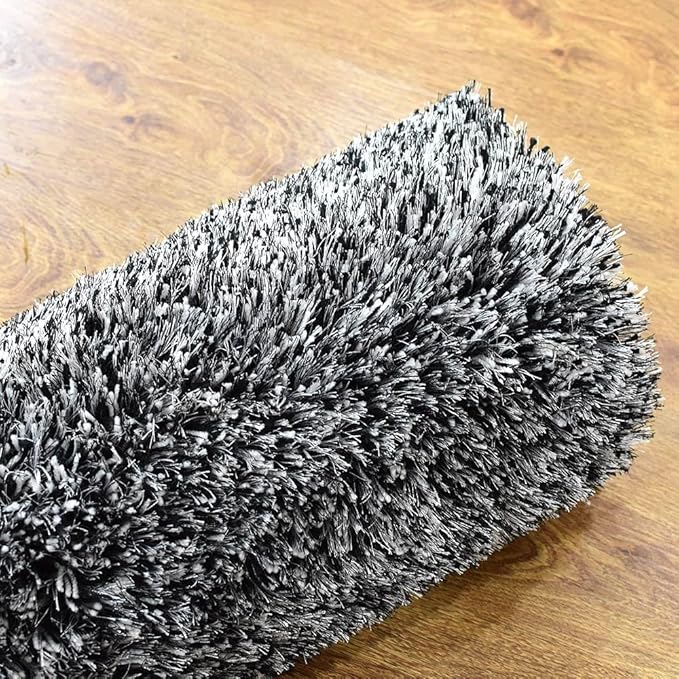 Hand Tufted SHAG Polyester ECO-Friendly Area Rugs - 5'x8', Rectangle, Black White, Solid Plain Design, High Pile Thick Handmade Anti Skid Rugs for Living Room, Bed Room K00111