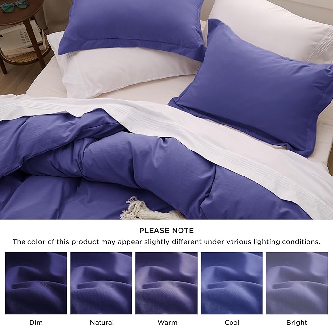 Bedsure Skipper Blue Duvet Cover King Size - 3 Pieces Prewashed Cotton-Like Polyester Extra Soft Bedding Set, Includes 1 Duvet Cover 104x90 Inches with Zipper Closure & 2 Pillow Shams, No Comforter