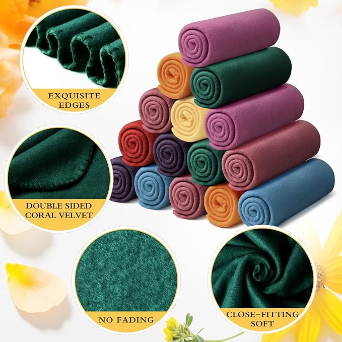 Kinlop 40 Packs Fleece Blanket Bulk 60 x 50 Inch Soft Lightweight Fleece Cozy Blanket Warm Throw Plush Pet Throw for Bed Couch Sofa Home Office Wedding Gifts Travel Camping(Modern Color,40 Packs)