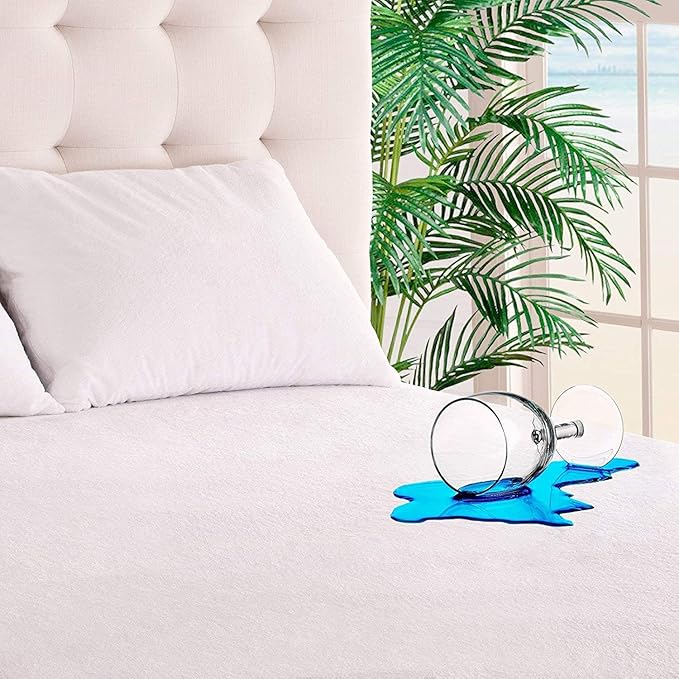 J&V TEXTILES Zippered Mattress Encasement Queen, 100% Waterproof Mattress Protector, Absorbent (Twin)