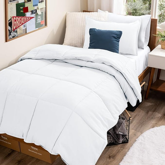 Bare Home Bed-in-A-Bag 5 Piece Comforter & Sheet Set - Twin - Goose Down Alternative - Ultra-Soft 1800 Premium Bedding Set (Twin, Grey/Grey)