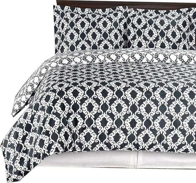 Royal Hotel Bedding Navy and White Sierri 3 Piece Twin/Twin XL Comforter Set 100% Cotton 300 Thread Count