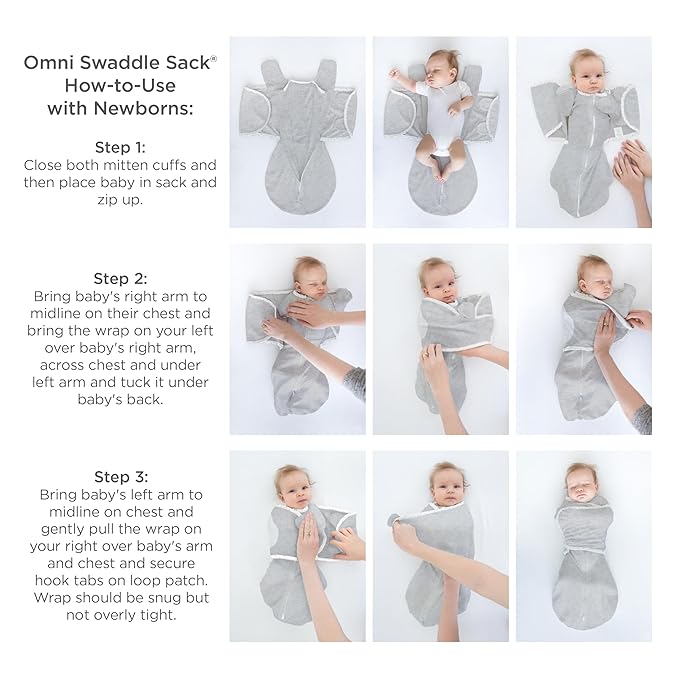 SwaddleDesigns 6-Way Omni Swaddle Sack, Arms Up Swaddle for Newborn, More Options to Calm Startle Reflex, Improves Sleep, Easy Transition Baby Sleep Sack, 12-18 lbs, Heathered Gold