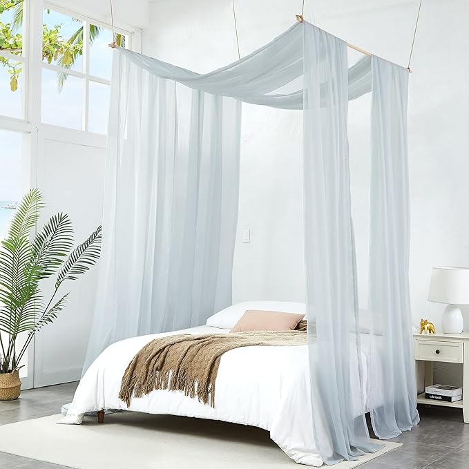 Warm Home Designs Silver Grey Bed Canopy Curtains in 55 x 144 Inch Size. Our Twin Canopy Bed Curtains Work Great as Kids Canopy, Bed Scarf, Bed Curtain or to Enhance Bed Decor. BC Silver 144"
