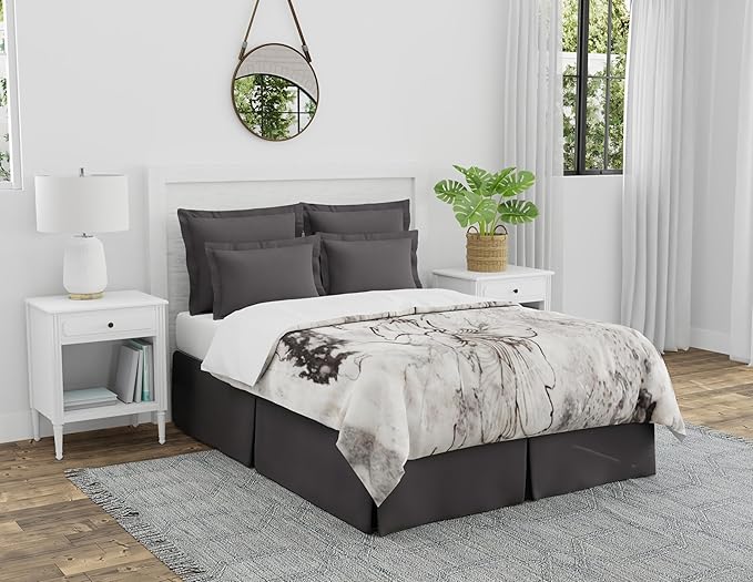 Bed Maker’s Never Lift Your Mattress Bed Skirt, Designed for Box Spring Beds, Split Corners, 14 Inch Drop Length, Queen, Grey
