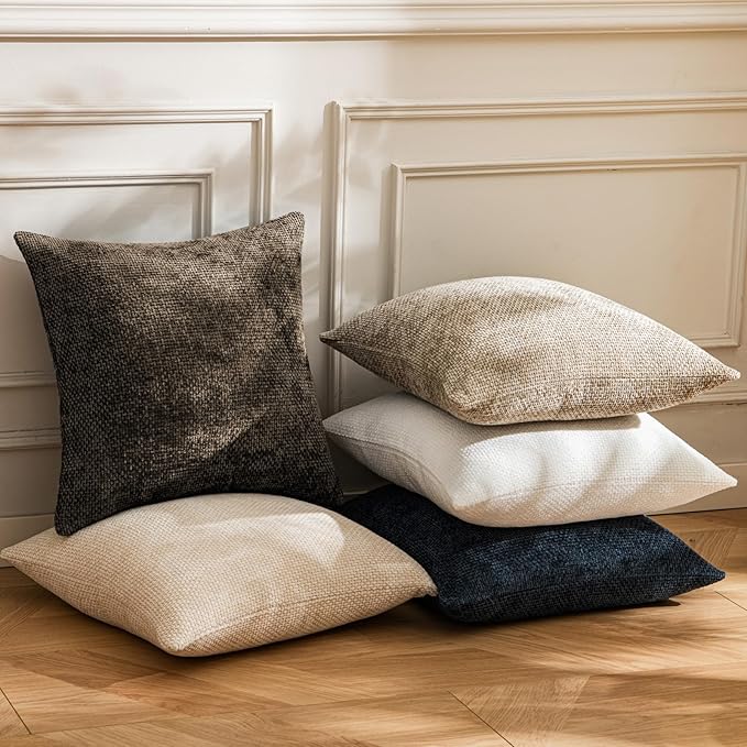 a moment Dark Brown Chenille Throw Pillow Covers 12x20 Inch Pack of 2 Modern Decorative Throw Pillow Covers Farmhouse Cross Covers Home Decor for Sofa Bedroom Living Room