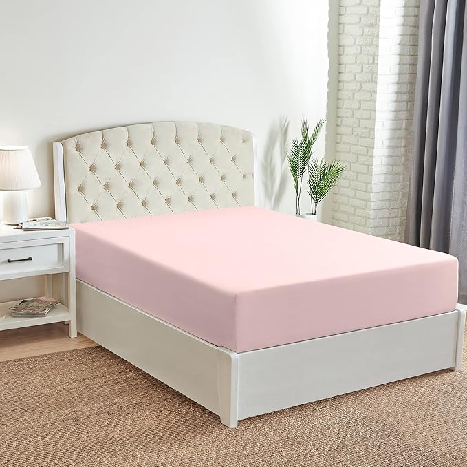 Mellanni California King Fitted Sheet - Iconic Collection Bedding Sheets with up to 16 inch Deep Pocket - Soft & Cooling - Fade & Stain Resistant - 1 PC (Twin XL, Blush Pink)
